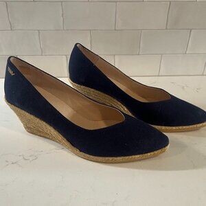 Viscata NEW IN BOX "Roses" Organic Cotton Canvas Wedges - Womens 11US - Navy